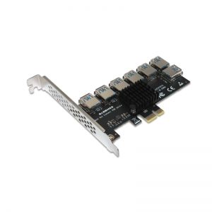 PCIE 1 မှ 7 Riser PCIE Port Multiplier USB3.0 16X Card Riser ဗီဒီယိုကတ် BTC တူးဖော်ခြင်း