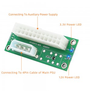 නව ද්විත්ව PSU බහු බල සැපයුම් ඇඩැප්ටරය, සමමුහුර්ත බල මණ්ඩලය, Molex 4 Pin සම්බන්ධකයට Power LED සමඟ 2PSU එක් කරන්න