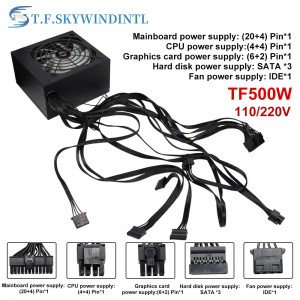 500W PSU Power For Desktop SATA ATX 12V Gaming PC Strømforsyning 24Pin 500Walt 18 LED Silent Fan Ny datamaskin Strømforsyning For BTC