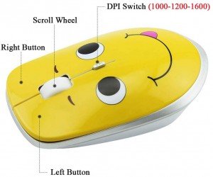 Super Cute Wireless Mouse Komputer Optical Silent Mouse Adjustable 1000/1200/1600 DPI USB Gaming Mouse untuk PC Laptop
