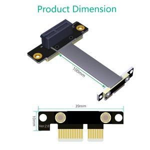 Qualityгары сыйфатлы PCI-e PCI Express 36PIN 1X киңәйтү кабель (икеләтә вертикаль 90 градус юнәлеш)
