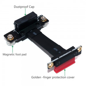 Cable de extensión PCI-e PCI Express 36PIN 1X de alta calidade (dirección vertical dual de 90 grados) con pie magnético