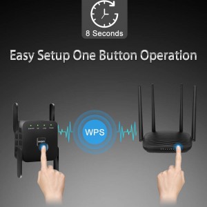 5G ruuter WiFi vahemiku korduslaiendi juhtmevaba Wi-Fi 802.11N võimendusvõimendi 2,4G/5GHz võrgu pikk signaal 1200/300Mbps