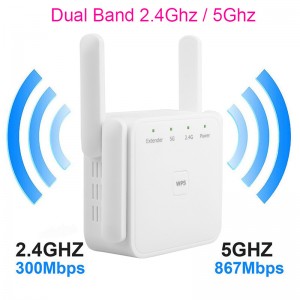 5G Router Wi-Fi Repeater Extender Wireless Wi-Fi 802.11N Boost Amplifier 2.4G/5Ghz Jaringan Sinyal Panjang 1200/300Mbps