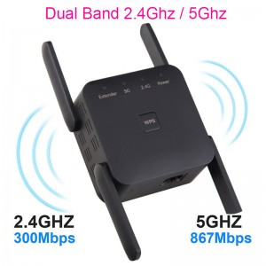 5G směrovač WiFi prodlužovač dosahu Bezdrátový zesilovač Wi-Fi 802.11N 2,4G/5GHz síť Dlouhý signál 1200/300Mbps