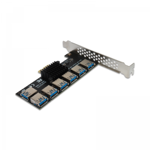 ವೀಡಿಯೊ ಕಾರ್ಡ್ BTC ಮೈನಿಂಗ್‌ಗಾಗಿ PCIE 1 ರಿಂದ 7 ರೈಸರ್ PCIE ಪೋರ್ಟ್ ಮಲ್ಟಿಪ್ಲೈಯರ್ USB3.0 16X ಕಾರ್ಡ್ ರೈಸರ್