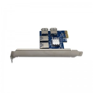 PCIE PCI-E Riser Card 1 til 4 USB 3.0 Multiplier Hub X16 PCI Express