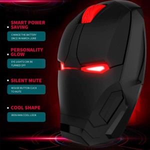 Wireless Iron Man Mouse Computer Button Silent Click 800/1200/1600/2400DPI Adjustable USB Optical Computer Mouse