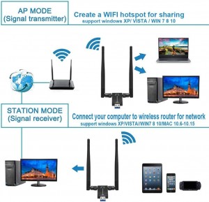 1300Mbps Doppju Band Wireless Lan USB WiFi adapter 8812BU WiFi Ethernet Riċevitur Antenna Dongle 2.4G 5G għal Pc Windows