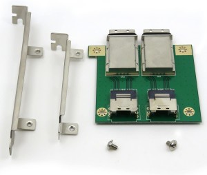 CableDeconn Doub Mini SAS SFF-8088 pou SAS36P SFF-8087 adaptè nan bracket PCI