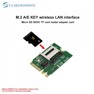 M2 NGFF გასაღები AE WIFI სლოტი Micro SD SDHC SDXC TF ბარათის წამკითხველი T-Flash Card M.2 A+E ბარათის ადაპტერის ნაკრები