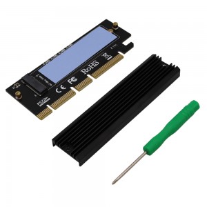 M.2 PCIe NVMe SSD ба PCI-E Express 3.0 X4 X8 X16 Корти адаптер Суръати пурраи 2280 мм бо гармкунаки гармӣ ва термали