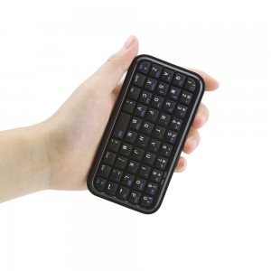 Mini teclado inalámbrico Bluetooth, ordenador negro delgado, teclado portátil de mano pequeña para iPhone, Android, teléfono inteligente, tableta y PC