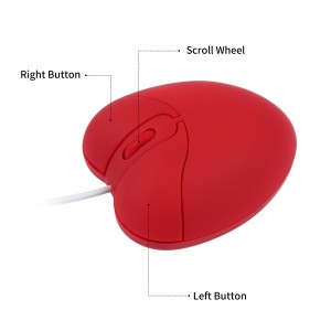 Počítačová drátová myš USB optická kreativní hraní Roztomilá myš Ergonomická Love Heart 3D myš pro notebook PC tablet Notebook dárek dívka