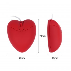 Mouse-ka Kombiyuutarka Xarkaha ee USB Optical Hal-Abuur Ciyaareed Cute Mause Ergonomic Love Heart 3D Jiirarka Laptop-ka ee PC Tablet Notebook Gift Gabar
