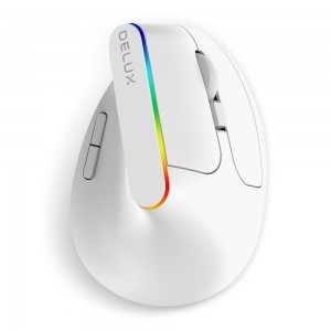 Delux M618C Bezdrátová Tichá Ergonomická Vertikální 6tlačítková Herní myš USB přijímač Optická myš RGB 1600 DPI s pro PC Laptop