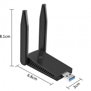 အရည်အသွေးမြင့်ကြိုးမဲ့ကွန်ရက်ကတ်အသစ် gigabit 1300Mbps 5G dual-frequency drive-free computer USB wifi လက်ခံကိရိယာ