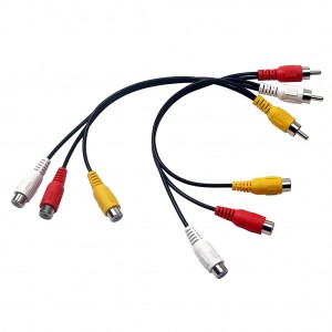 12 inci 3 RCA Male Jack ka 6 RCA Female Colokkeun Splitter Audio Video AV Adaptor Cable