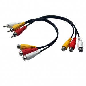 12 inch 3 RCA Male Jack ilaa 6 RCA Female Plug Splitter Audio Video AV Adapter Cable