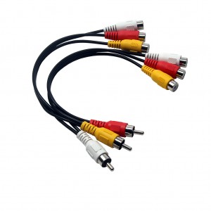 12 դյույմ 3 RCA Արական Jack դեպի 6 RCA իգական Plug Splitter Audio Video AV Adapter Cable