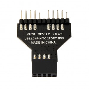 Trawsnewidydd un-i-ddau USB9-pin Motherboard USB2.0 9PIN i ddyblu cefnogwr golau RGB 9PIN wedi'i oeri â dŵr Bluetooth