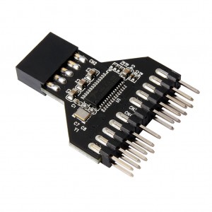 Motherboard USB9-Pin-Eins-zu-Zwei-Konverter USB2.0 9PIN zu doppeltem 9PIN wassergekühltem RGB-Lichtventilator Bluetooth