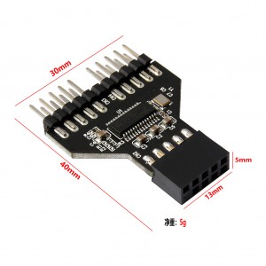 Placă de bază USB9-pin convertor unu-la-doi USB2.0 9PIN la dublu 9PIN ventilator de lumină RGB răcit cu apă Bluetooth