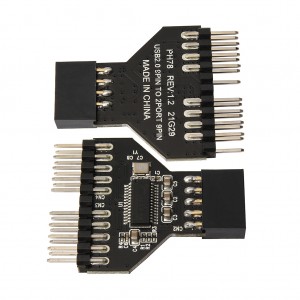 Plak mèr USB9-pin youn-a-de konvètisè USB2.0 9PIN a doub 9PIN dlo-refwadi RGB limyè fanatik Bluetooth