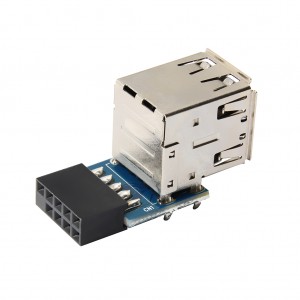 USB 9Pin Buchse auf 2 Port USB2.0 Typ A Stecker Adapter Konverter Motherboard PCB Board