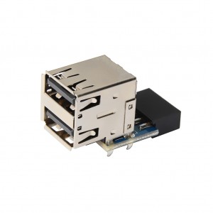 USB 9Pin Ina al 2 Haveno USB2.0 Tipo A Vira Adaptilo Konvertilo Motherboard PCB Board