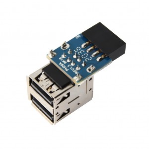 USB 9-pin hun til 2 port USB2.0 type A han adapter konverter bundkort printkort