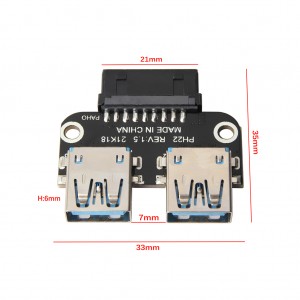 USB 3.0 20pin Female Type A Splitter Connector
