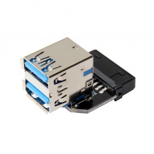 PH22B 19PIN kepada 2 port USB3.0 Type-A kad penukaran penyesuai penyambung baharu
