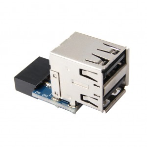 USB 9Pin әйел тақырыбы 2 x USB 2.0 типті A қосқышы адаптерінің конвертер картасы – 2 қабат