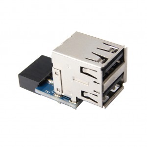 USB 9-пинов женски към 2-портов USB2.0 тип A мъжки адаптер, конвертор, дънна платка, печатна платка