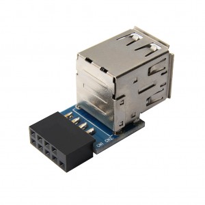 USB 9-pinski ženski konektor na 2 x USB 2.0 konektora tipa A, adapterska pretvaračka kartica – 2 sloja