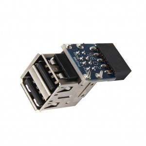 Capçalera femella USB de 9 pins a 2 x USB 2.0 Connector tipus A Adaptador de targeta convertidora - 2 capes