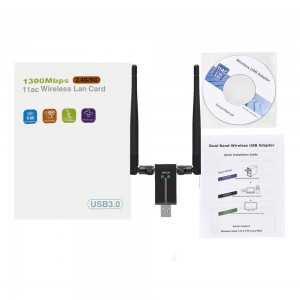 1300Mbps Dual Band Wireless Lan USB WiFi iadaptha 8812BU WiFi Ethernet Isamkeli I-Antenna Dongle 2.4G 5G yePC Windows