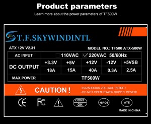 500W PSU پاور د ډیسټاپ SATA ATX 12V گیمینګ PC بریښنا رسولو لپاره 24Pin 500Walt 18 LED خاموش فین د BTC لپاره نوی کمپیوټر بریښنا رسول