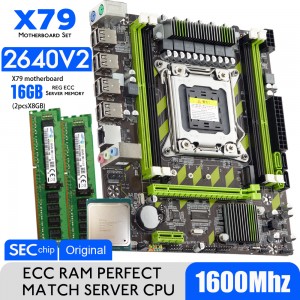 X79G X79 Saitin Motherboard Tare da LGA2011 Combos Xeon E5 2670 V2 CPU 2pcs x 8GB = 16GB Memory DDR3 RAM Radiator 12800R 1600Mhz