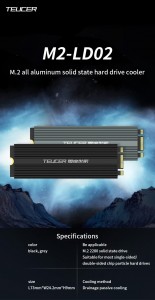 TEUCER M2 SSD Heatsink NVME 2280 Solid State Disk Drive Radiator Cooler Cooling Pad for Desktop PC M.2 NVME PS5 Heatsink