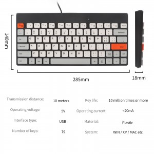 Keyboard Berkabel Senyap Ramping Kabel Usb Keypad Tipis Ergonomis Keyboard Mini Lucu untuk Mac Laptop PC Komputer Tablet Kantor