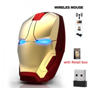 ကြိုးမဲ့ Iron Man မောက်စ် ကွန်ပျူတာခလုတ် အသံတိတ် 800/1200/1600/2400DPI ချိန်ညှိနိုင်သော USB Optical Computer Mouse