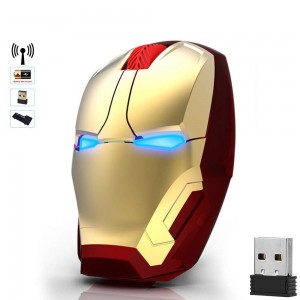 Vezeték nélküli Iron Man egér számítógép gomb csendes kattintás 800/1200/1600/2400DPI állítható USB optikai számítógépes egér