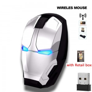 Bežični Iron Man miš Računalni gumb Tihi klik 800/1200/1600/2400DPI Podesivi USB optički računalni miš