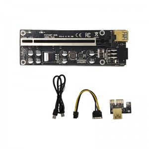 VER009S ପ୍ଲସ୍ PCI-E ରାଇଜର କାର୍ଡ PCI ଏକ୍ସପ୍ରେସ 1X 16X USB 3.0 କେବୁଲ୍ SATA ETH ଖଣି |