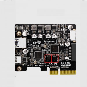 PCIe3.0 kugeza USB3.2 Ubwoko-C 10G Imbere Ubwoko-E 19pin 20pin Ikarita Yagutse Yuzuye Ikarita