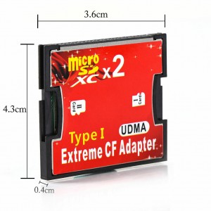 Adaptador de tarjeta de memoria Micro SD/SDXC/SDHC TF a Compact Flash CF tipo I de dos puertos