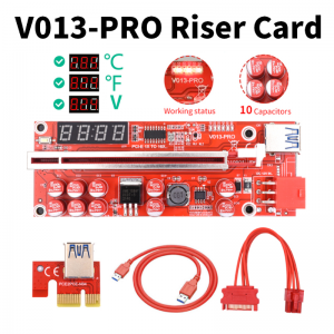 NEW V013 Pro PCIE 1x to 16x Extender Riser Card USB3.0 Data Cable GPU BTC Mining