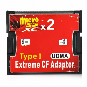 Dual Ports Micro SD/SDXC/SDHC TF ເພື່ອບີບອັດ Flash CF Type I ອະແດບເຕີບັດຄວາມຈຳ